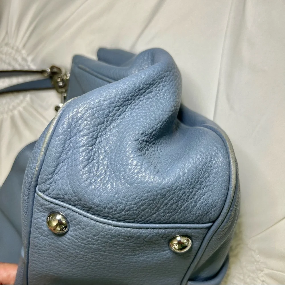 Michael Kors Blue Multi-Compartment Double Strap Shoulder Bag with Chain Accents